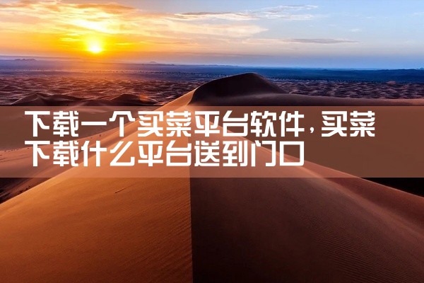 下载一个买菜平台软件